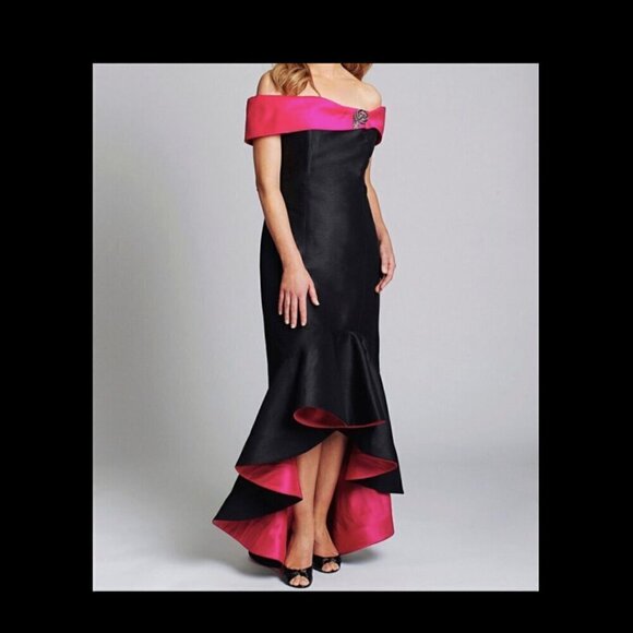 Ideas by Barbara Gown Style #: 5873 Black/Pink Size M NWT - Picture 1 of 16